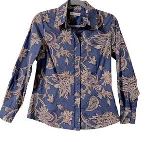 Coldwater Creek fitted paisley print cotton spandex blouse size S